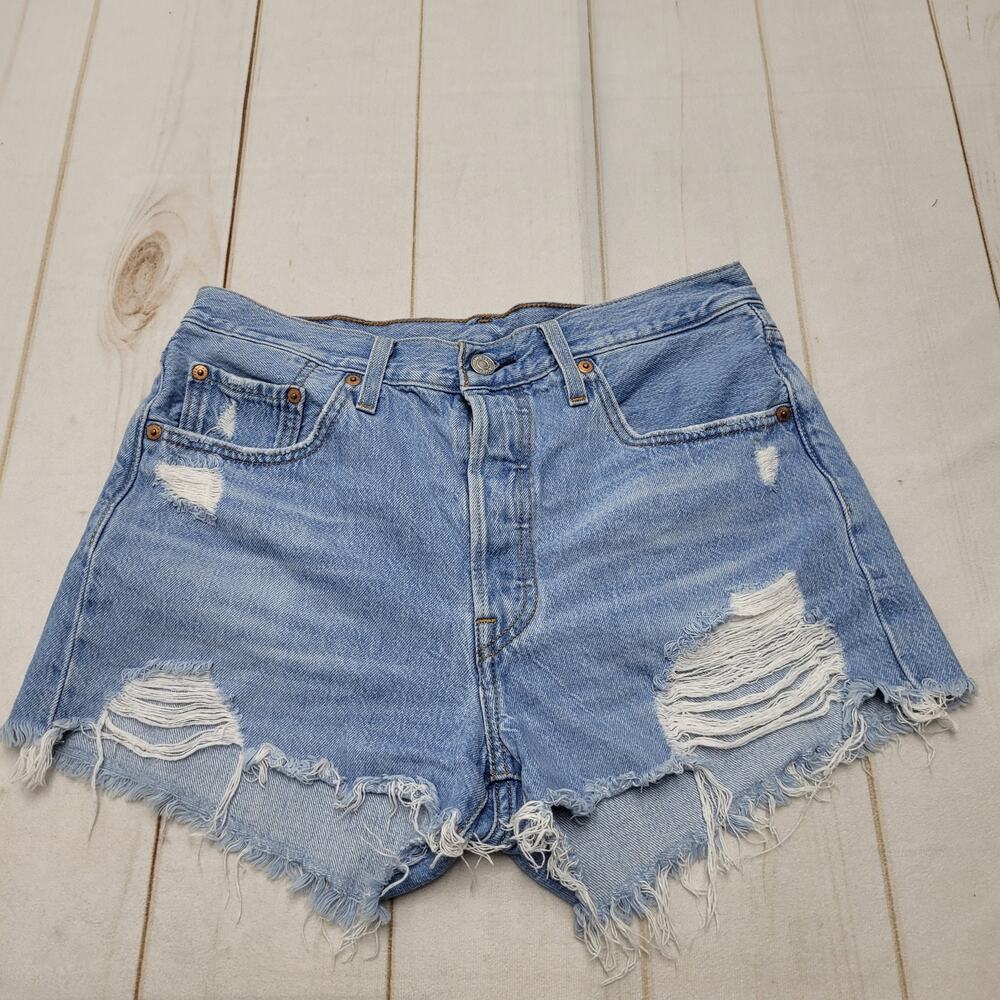 Levi's Light Blue Distressed Jean Shorts